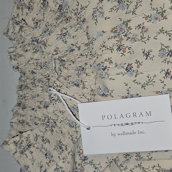 JUNIORS DITSY FLORAL PRINT HIGH NECK TIERED LONG SLEEVE TOP - Picture 7 of 8